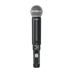 Shure BLX24R SM58 wireless rack-mount vocal system showing control panel and connection details