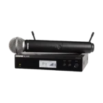 Shure BLX24R SM58 wireless rack-mount vocal system with microphone and receiver unit front view