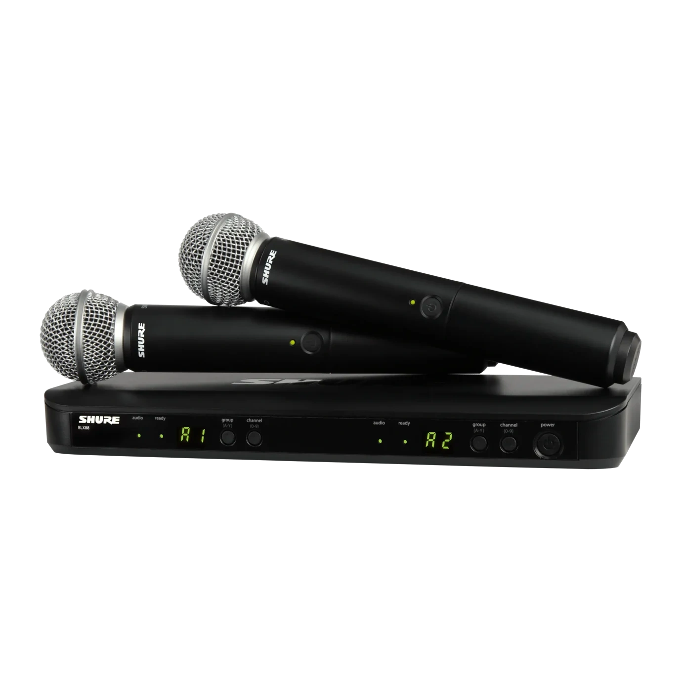 Shure BLX288 SM58 Wireless Dual Vocal System Shure BLX288 SM58 wireless microphone system with dual handheld transmitters and receiver unit