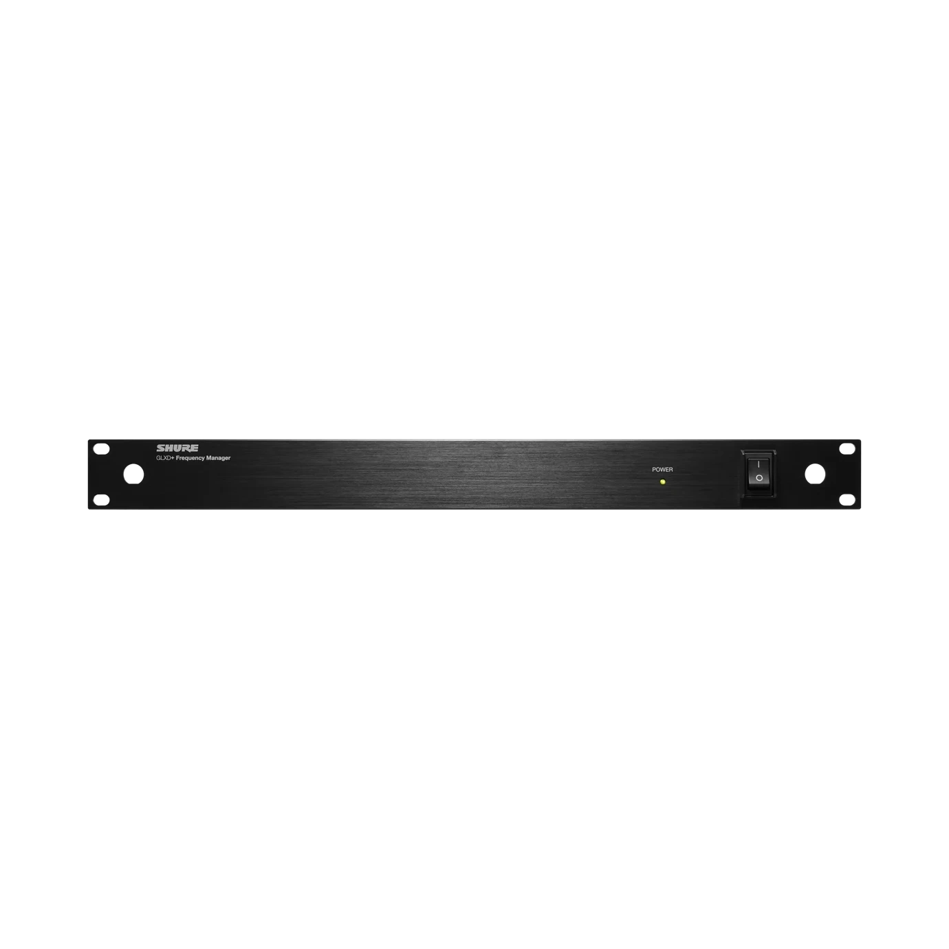 Shure GLXD+FM Dual Band Frequency Manager Front View Shure GLXD+FM dual band frequency manager with LCD display and control buttons