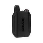 Shure GLXD1+ digital wireless bodypack transmitter showing control buttons and LED indicators