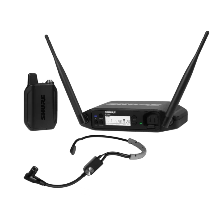 Shure GLXD14+ digital wireless headset system with SM35 headset microphone front view