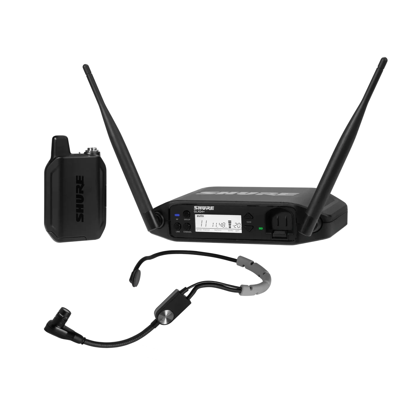 Shure GLXD14+ Digital Wireless Headset System with SM35 Shure GLXD14+ digital wireless headset system with SM35 headset microphone front view