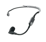 Shure GLXD14+ wireless headset system showing SM35 headset microphone and receiver unit