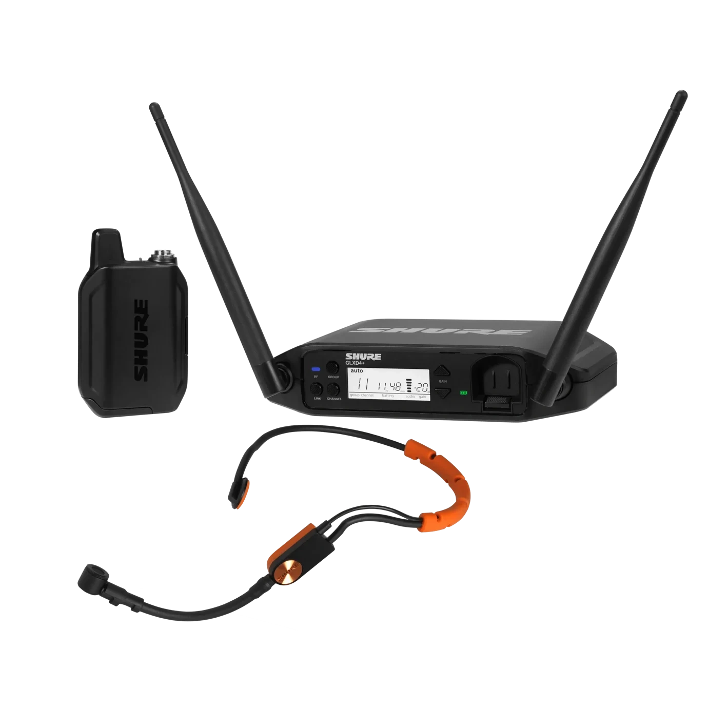 Shure GLXD14+ Digital Wireless Headset System with SM31 Shure GLXD14+ digital wireless headset system with SM31 condenser microphone headset, front view