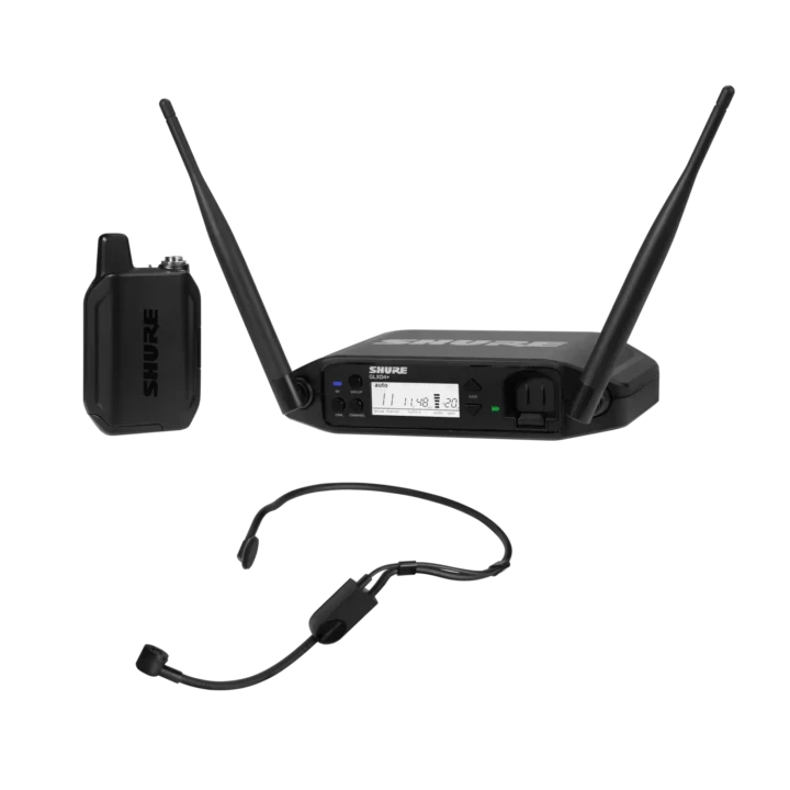 Shure GLXD14+ digital wireless headset system with PGA31 headset microphone, front view