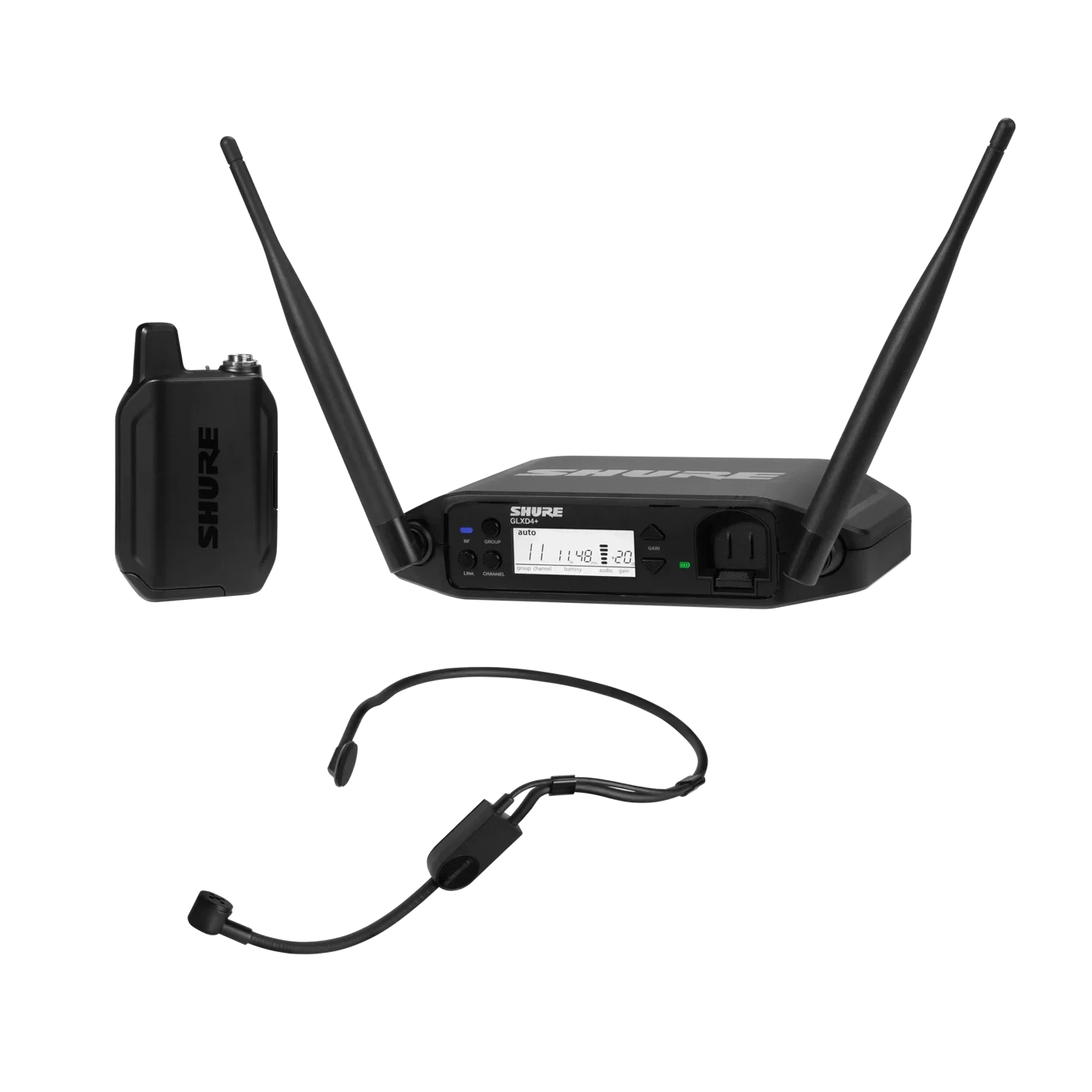 Shure GLXD14+ Digital Wireless Headset System with PGA31 Shure GLXD14+ digital wireless headset system with PGA31 headset microphone, front view