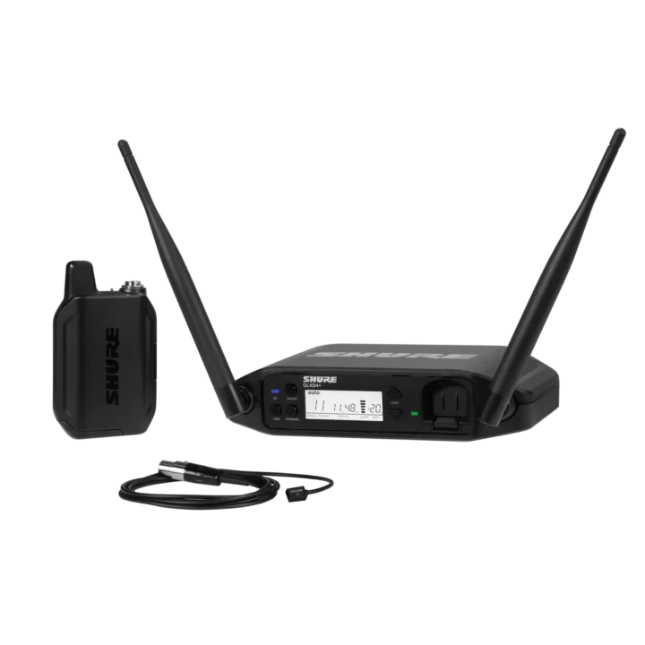 Shure GLXD14+ digital wireless presenter system with WL93 lavalier microphone and receiver unit