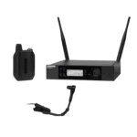 Shure GLXD14R digital wireless rack system with BETA98H flexible gooseneck microphone front view