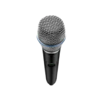 Shure GLXD2+ digital wireless handheld transmitter with BETA87A microphone capsule, side profile showing controls