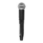 Shure GLXD2+ dual band wireless transmitter with SM58 microphone capsule detail