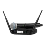 Shure GLXD24+ digital wireless handheld system with BETA58A vocal microphone, front view