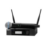 Shure GLXD24R+ digital wireless rack system with BETA58A microphone front view
