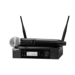 Shure GLXD24R+ digital wireless rack system with SM58 vocal microphone front view