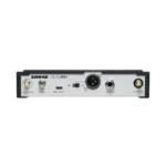 Shure GLXD4R+ dual band wireless receiver showing front panel controls and display interface