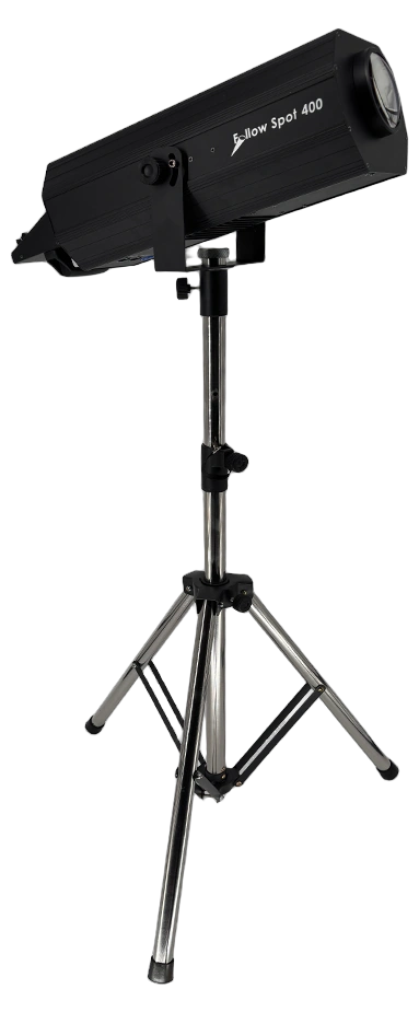 Acue Lighting 400W LED Follow Spot Professional Lighting Acue Lighting 400W LED follow spot with professional lens and control interface front view
