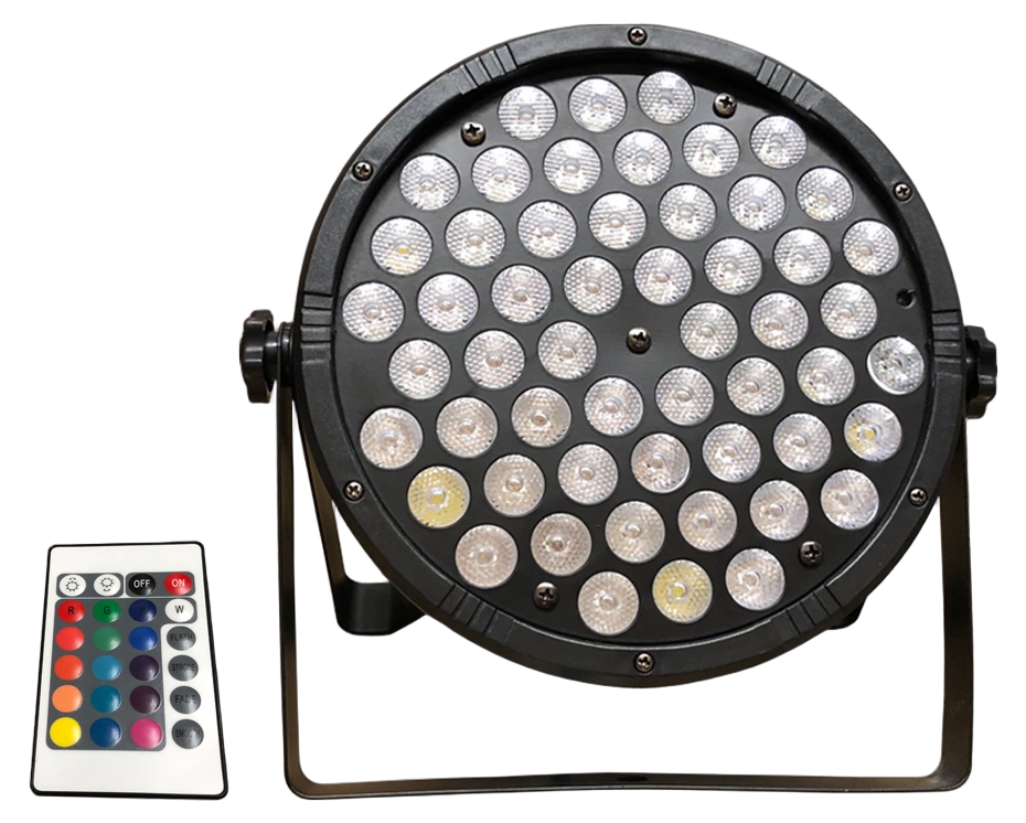Acue Lighting 54 Flat Par RGBA LED Light Front View Acue Lighting 54 Flat Par RGBA LED par light with remote control front panel