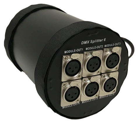 Acue Lighting 6-way professional stage DMX splitter with XLR connectors and LED indicators