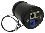 Acue Lighting 6-Way Pro Stage DMX Splitter showing rear XLR output connectors and power input