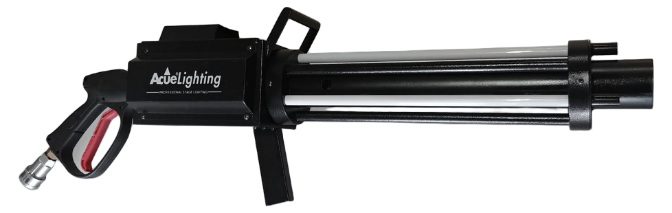 Acue Lighting Confetti Blaster CO2 LED Handheld Gun Front Acue Lighting Confetti Blaster CO2 LED handheld confetti gun with front-facing controls and LED indicators