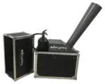 Acue Lighting Confetti Cannon DMX CO2 machine showing control panel and DMX connectors
