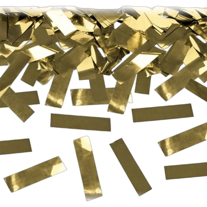 Acue Lighting gold metallic confetti scattered display showing large shiny particles
