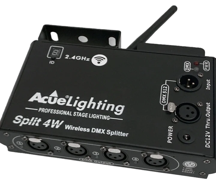 Acue Lighting DMX Split 4W wireless four-output DMX splitter with 2.4G connectivity front view