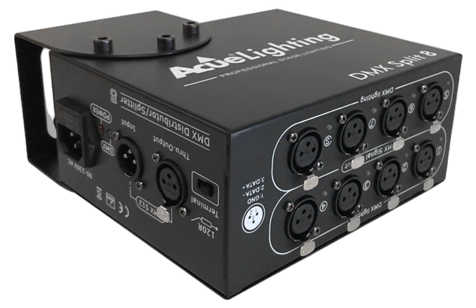 Acue Lighting DMX Split 8 eight-output DMX splitter with XLR connectors and LED indicators