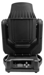 Acue Lighting Flex 200 IP outdoor LED beam moving head showing optical lens and beam control detail