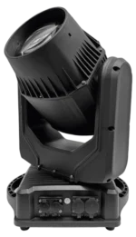 Acue Lighting Flex 200 IP outdoor LED beam moving head shown from side profile with mounting hardware visible