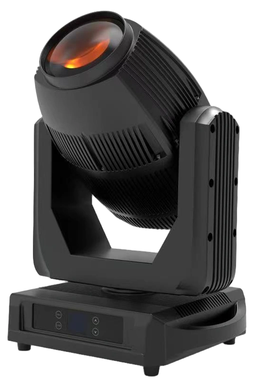 Acue Lighting Flex 380 IP Moving Head Package Front View Acue Lighting Flex 380 IP moving head fixture with integrated LED lighting and control panel