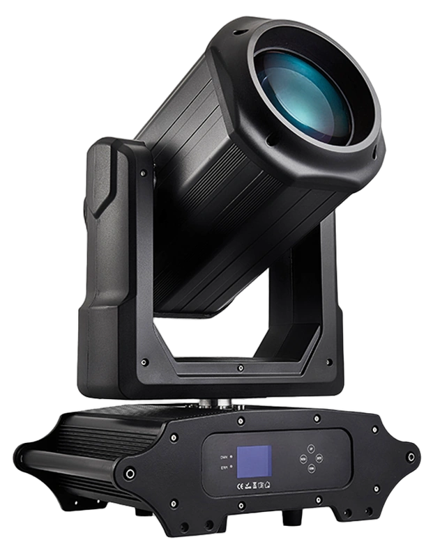 Acue Lighting Flex 480 IP Moving Head Package Front View Acue Lighting Flex 480 IP moving head fixture with integrated LED array and control panel