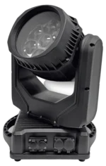 Acue Lighting Flex 740 IP outdoor LED wash moving head fixture shown from side angle with lens and yoke assembly visible