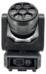 Acue Lighting Halo Wash 740 LED moving head wash light showing side profile and control interface