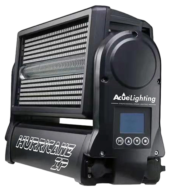 Acue Lighting Hurricane IP outdoor articulating RGB LED strobe light with weatherproof housing and adjustable mounting bracket