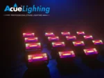 Acue Lighting Hurricane RGBWA articulating LED strobe moving head dimensional specifications and measurements