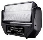 Acue Lighting Hurricane RGBWA articulating RGB LED strobe moving head detail view showing control features