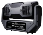 Acue Lighting Hurricane RGBWA articulating RGB LED strobe moving head shown from side angle with control panel visible