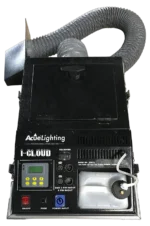 Acue Lighting I-Cloud fog ice machine showing side profile with control panel and output nozzle