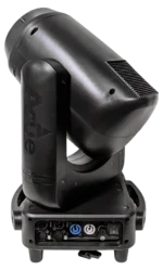 Acue Lighting Legend 380 professional beam moving head rear panel showing connectors and cooling vents