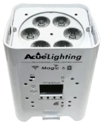 Acue Lighting Magic 6 wireless battery powered RGBWW par light white housing front view