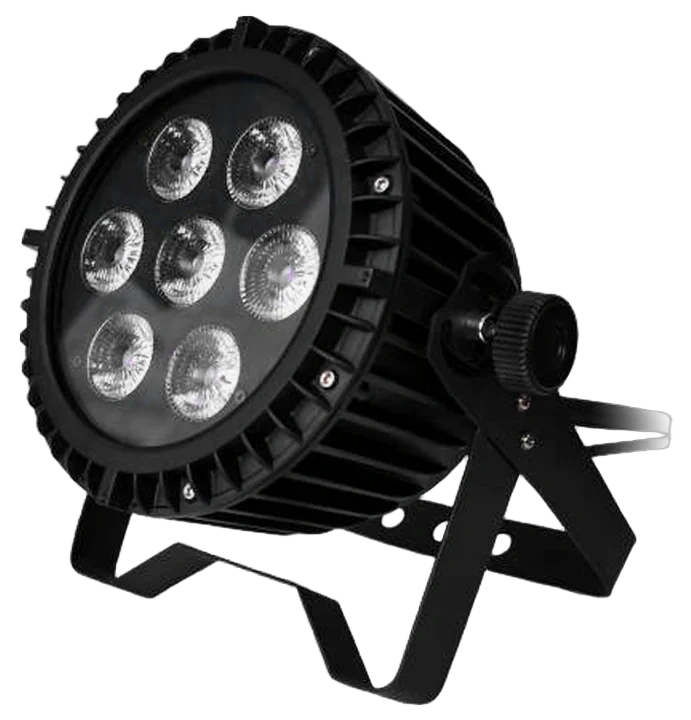 Acue Lighting Magic 7 IP outdoor LED par light with RGBWW color mixing front view