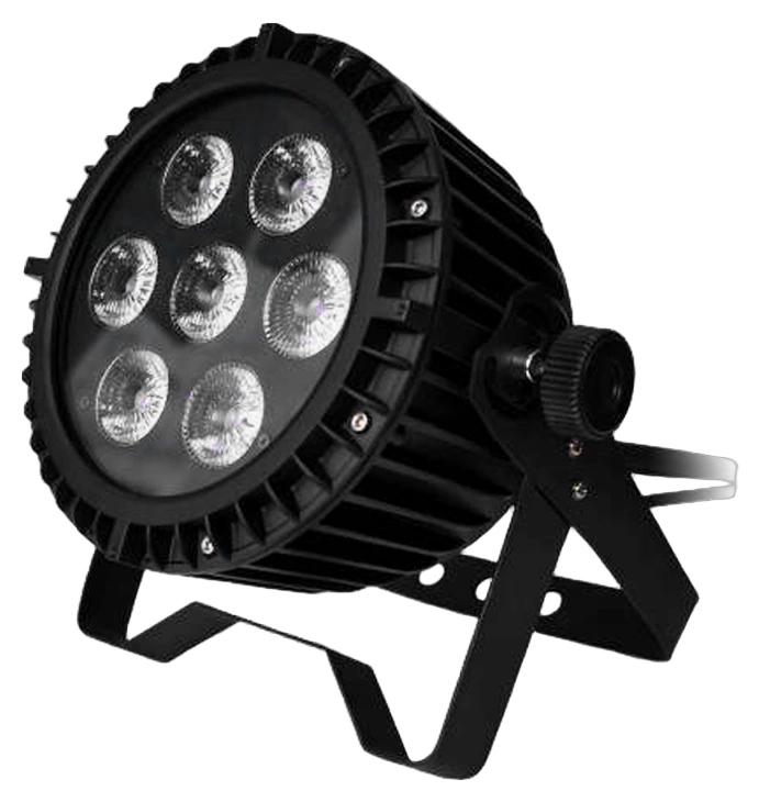 Acue Lighting Magic 7 IP Outdoor LED Par RGBWW Front Acue Lighting Magic 7 IP outdoor LED par light with RGBWW color mixing front view