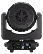 Acue Lighting Mega Wash 12 LED moving head wash light showing control panel and beam projection