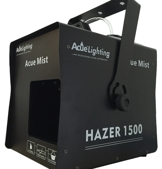 Acue Lighting Mist Pro 1500 professional haze machine with control panel and output nozzle