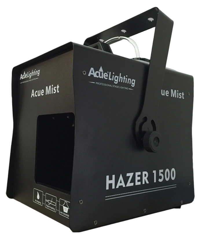Acue Lighting Mist Pro 1500 Haze Machine Front View Acue Lighting Mist Pro 1500 professional haze machine with control panel and output nozzle