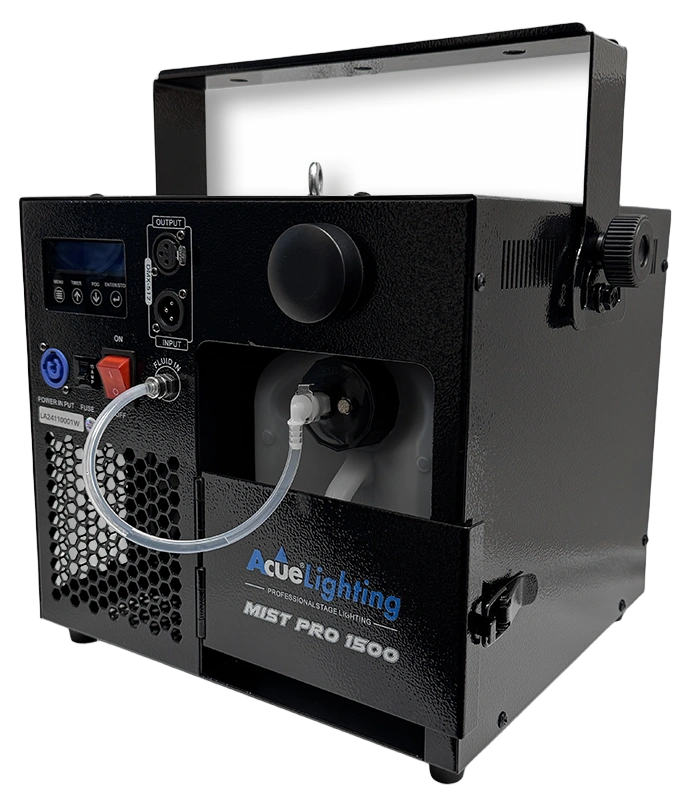 Acue Lighting Mist Pro 1500 V2 Haze Machine Front View Acue Lighting Mist Pro 1500 V2 haze machine with control panel and fluid reservoir front view