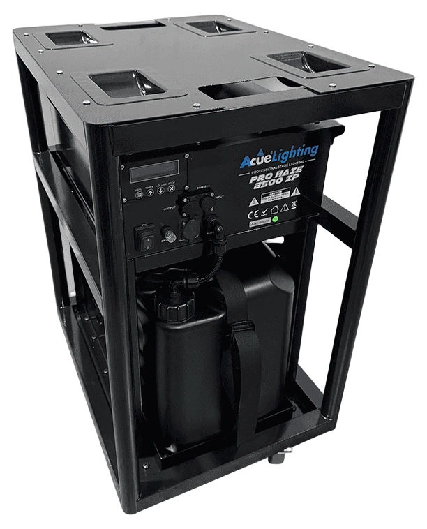 Acue Lighting Pro Haze 2500 IP Outdoor Haze Machine Front Acue Lighting Pro Haze 2500 IP outdoor haze machine with front-facing control panel and output nozzle