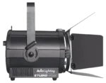 Acue Lighting Studio FR2 LED fresnel wash light shown from side angle with control panel visible