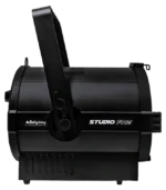 Acue Lighting Studio FR2 Fresnel LED wash light showing key feature highlights and control interface